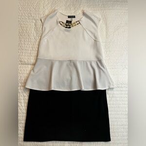 French Atmosphere black & white peplum dress NWT